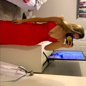 Red dress backless